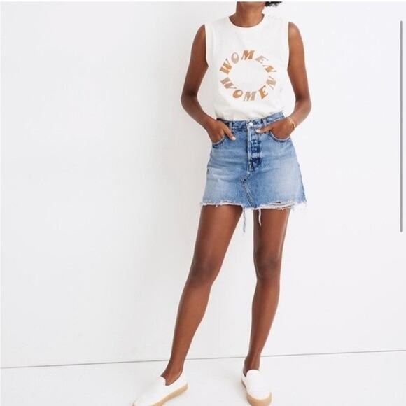 Madewell Rigid Denim A-Line Mini Skirt Light Wash Size 27 - Picture 1 of 10
